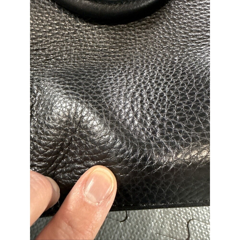 Tory Burch Robinson Pebbled Black Leather Satchel Tote Handles Strap - Picture 10 of 15